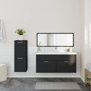 vidaXL 3 Piece Bathroom Furniture Set Black Engineered Wood