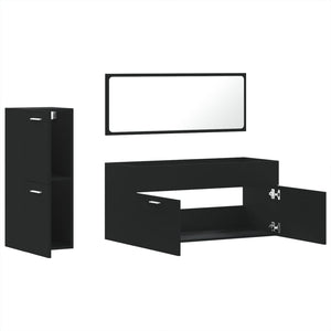 vidaXL 3 Piece Bathroom Furniture Set Black Engineered Wood