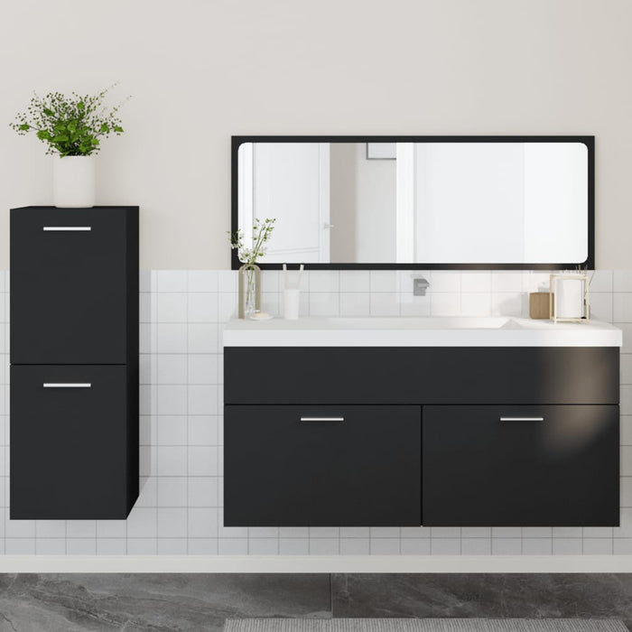 vidaXL 3 Piece Bathroom Furniture Set Black Engineered Wood