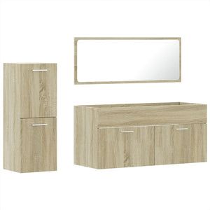 vidaXL 3 Piece Bathroom Furniture Set Sonoma Oak Engineered Wood