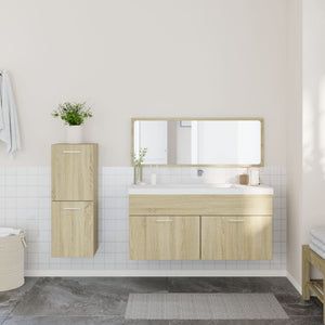 vidaXL 3 Piece Bathroom Furniture Set Sonoma Oak Engineered Wood