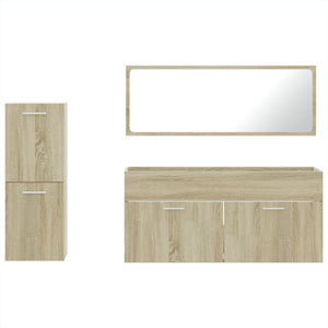 vidaXL 3 Piece Bathroom Furniture Set Sonoma Oak Engineered Wood