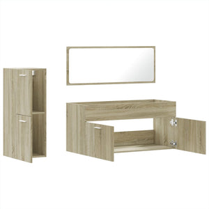 vidaXL 3 Piece Bathroom Furniture Set Sonoma Oak Engineered Wood