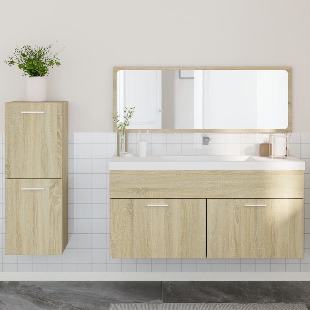 vidaXL 3 Piece Bathroom Furniture Set Sonoma Oak Engineered Wood