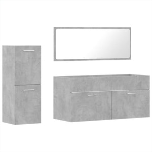 vidaXL 3 Piece Bathroom Furniture Set Concrete Grey Engineered Wood