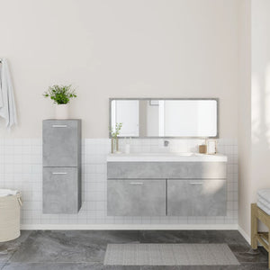 vidaXL 3 Piece Bathroom Furniture Set Concrete Grey Engineered Wood