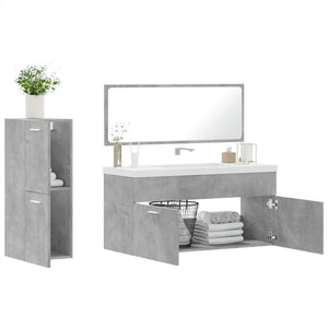 vidaXL 3 Piece Bathroom Furniture Set Concrete Grey Engineered Wood