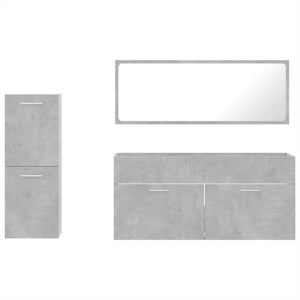 vidaXL 3 Piece Bathroom Furniture Set Concrete Grey Engineered Wood