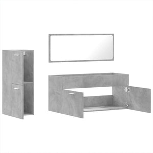 vidaXL 3 Piece Bathroom Furniture Set Concrete Grey Engineered Wood