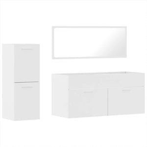 vidaXL 3 Piece Bathroom Furniture Set High Gloss White Engineered Wood