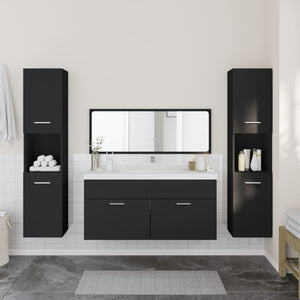 vidaXL 4 Piece Bathroom Furniture Set Black Engineered Wood