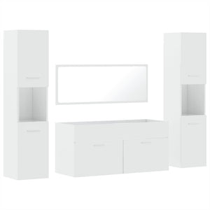 vidaXL 4 Piece Bathroom Furniture Set High Gloss White Engineered Wood