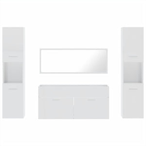 vidaXL 4 Piece Bathroom Furniture Set High Gloss White Engineered Wood