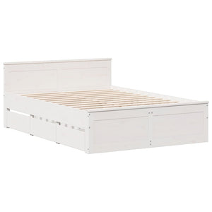 vidaXL Bed Frame without Mattress with Headboard White 140x200 cm Solid Wood Pine