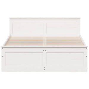 vidaXL Bed Frame without Mattress with Headboard White 140x200 cm Solid Wood Pine