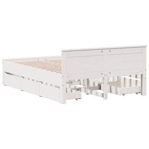 vidaXL Bed Frame without Mattress with Headboard White 140x200 cm Solid Wood Pine