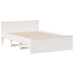 vidaXL Bed Frame without Mattress with Headboard White 140x200 cm Solid Wood Pine