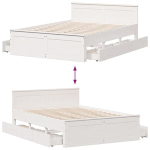 vidaXL Bed Frame without Mattress with Headboard White 140x200 cm Solid Wood Pine