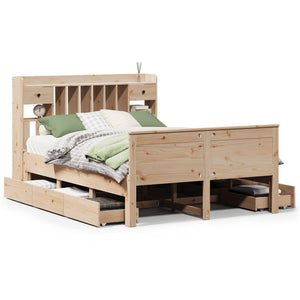 vidaXL Bookcase Bed without Mattress 140x190 cm Solid Wood Pine