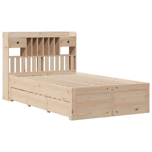 vidaXL Bookcase Bed without Mattress 135x190 cm Double Solid Wood Pine