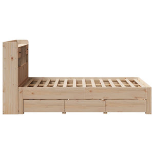 vidaXL Bookcase Bed without Mattress 135x190 cm Double Solid Wood Pine