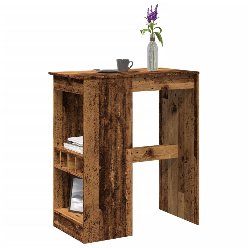 vidaXL Bar Table with Racks Old Wood 90x47.5x103.5 cm Engineered Wood