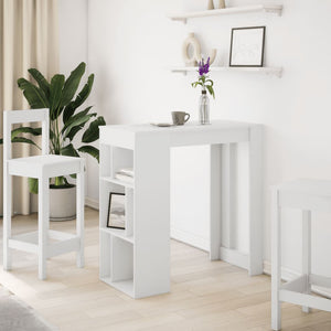 vidaXL Bar Table with Racks White 102x50x103.5 cm Engineered Wood