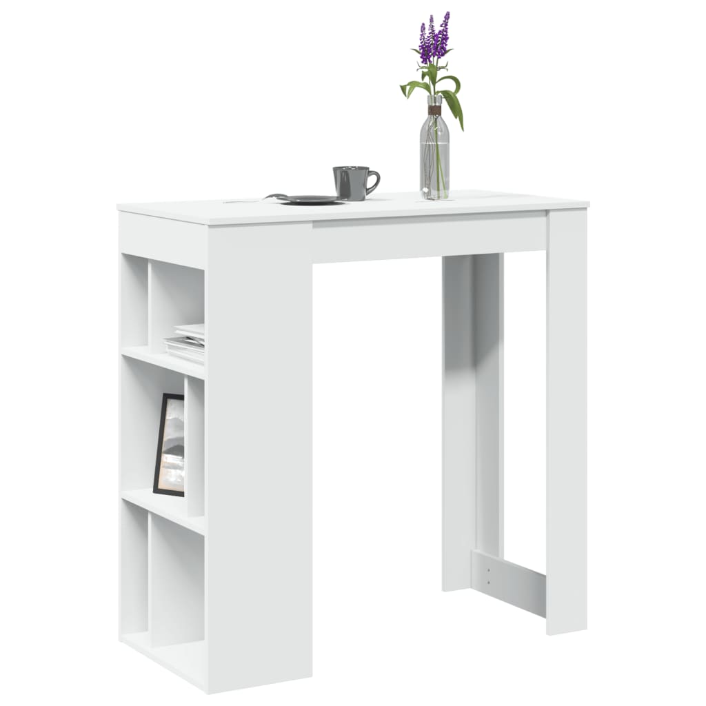 vidaXL Bar Table with Racks White 102x50x103.5 cm Engineered Wood