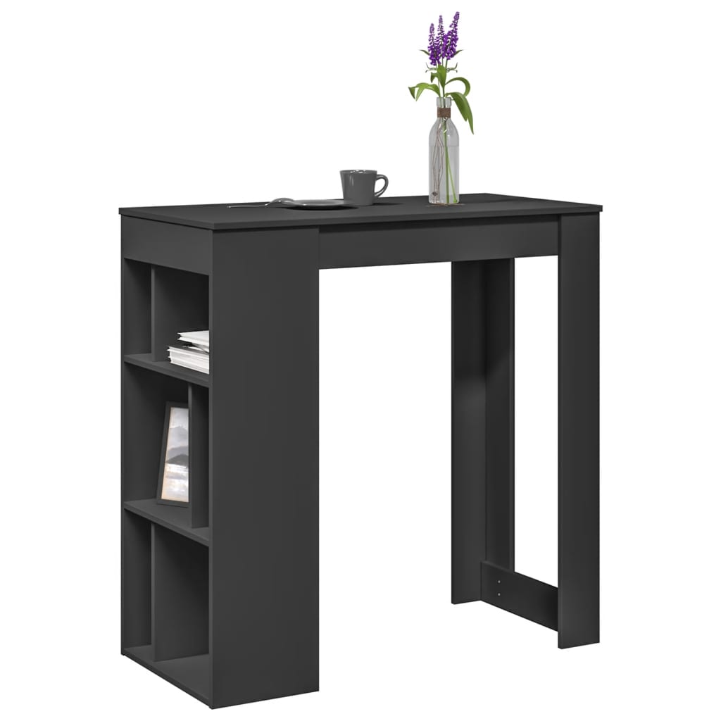 vidaXL Bar Table with Racks Black 102x50x103.5 cm Engineered Wood