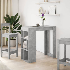 vidaXL Bar Table with Racks Concrete Grey 102x50x103.5 cm Engineered Wood