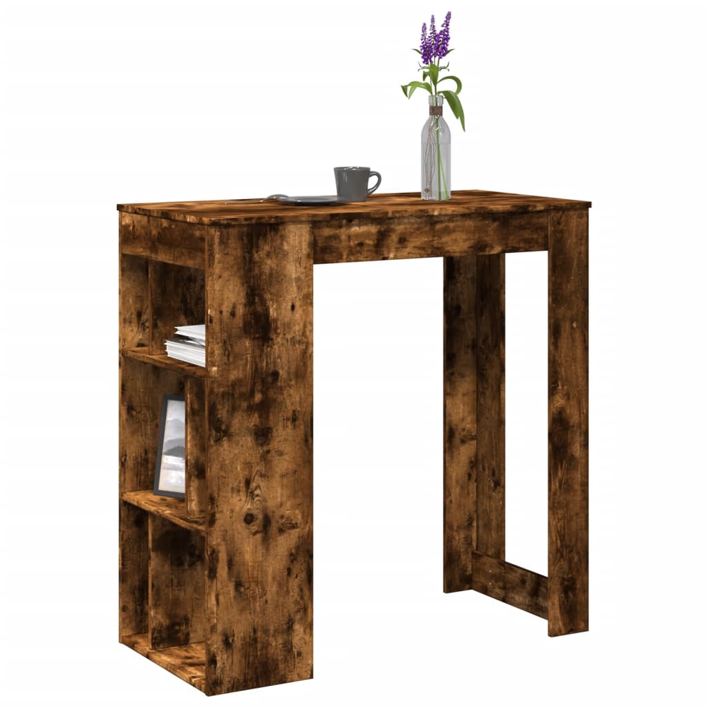 vidaXL Bar Table with Racks Smoked Oak 102x50x103.5 cm Engineered Wood