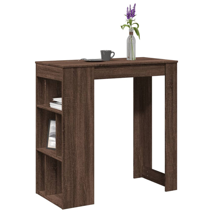 vidaXL Bar Table with Racks Brown Oak 102x50x103.5 cm Engineered Wood