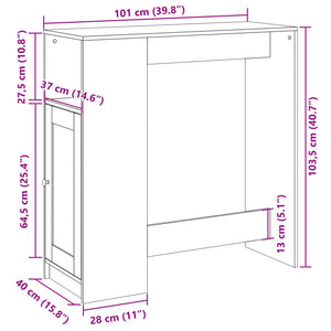 vidaXL Bar Table with Racks White 101x40x103.5 cm Engineered Wood