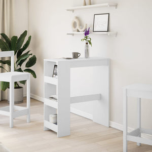 vidaXL Bar Table with Racks White 90x40x103.5 cm Engineered Wood