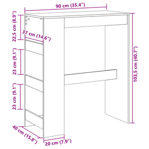 vidaXL Bar Table with Racks White 90x40x103.5 cm Engineered Wood