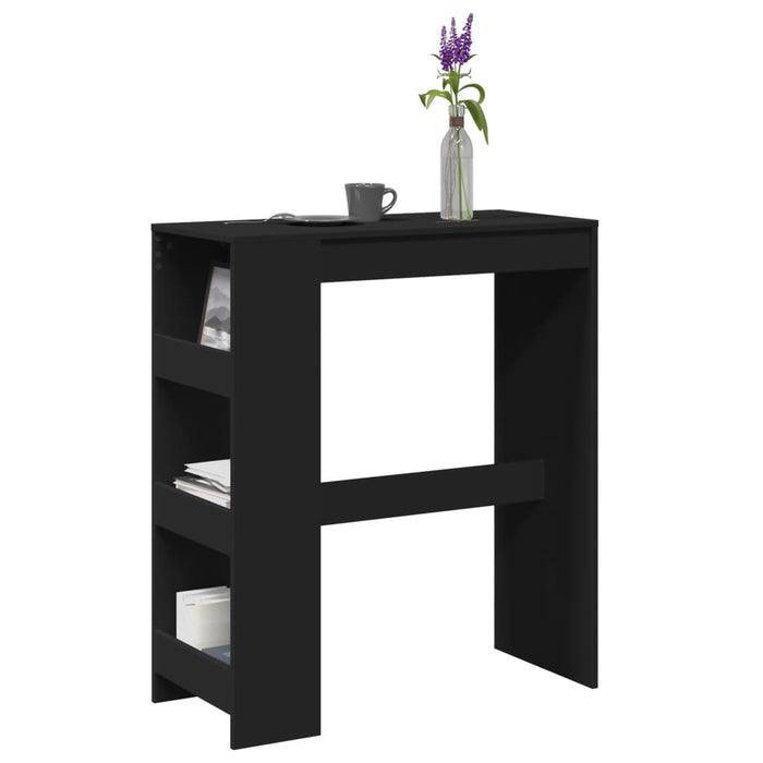 vidaXL Bar Table with Racks Black 90x40x103.5 cm Engineered Wood