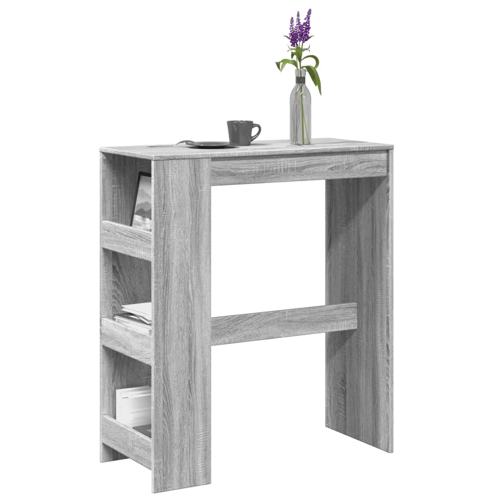 vidaXL Bar Table with Racks Grey Sonoma 90x40x103.5 cm Engineered Wood