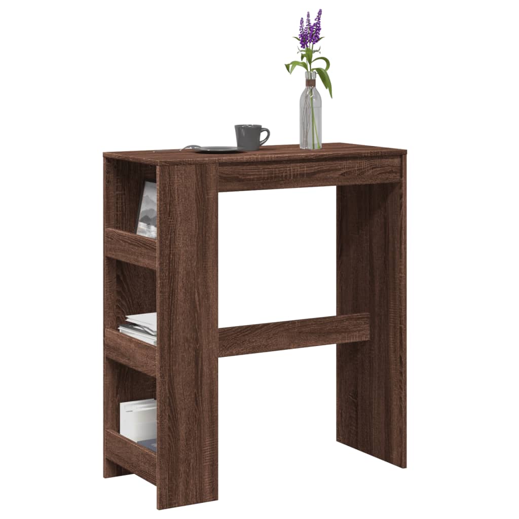 vidaXL Bar Table with Racks Brown Oak 90x40x103.5 cm Engineered Wood