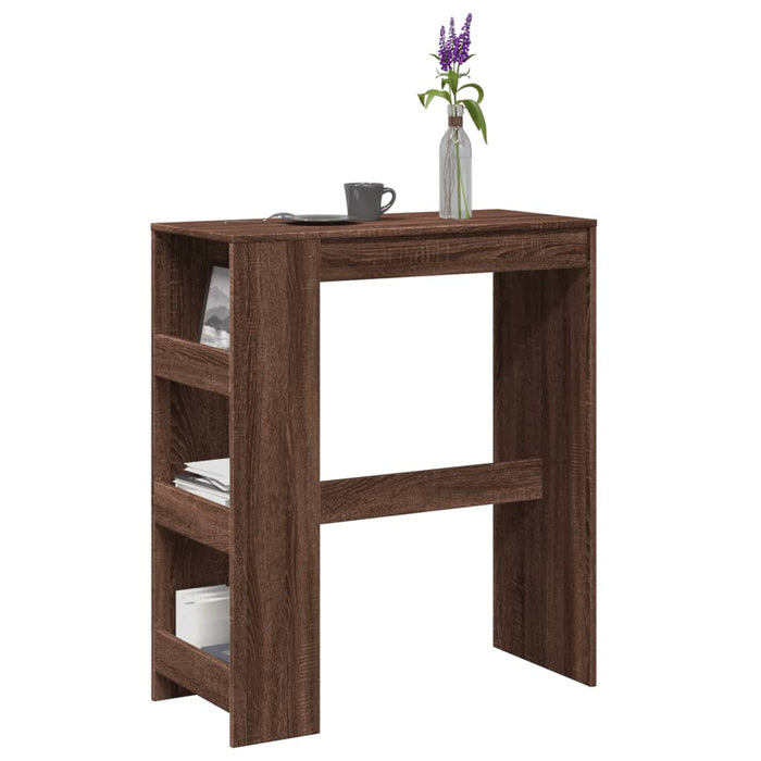 vidaXL Bar Table with Racks Brown Oak 90x40x103.5 cm Engineered Wood