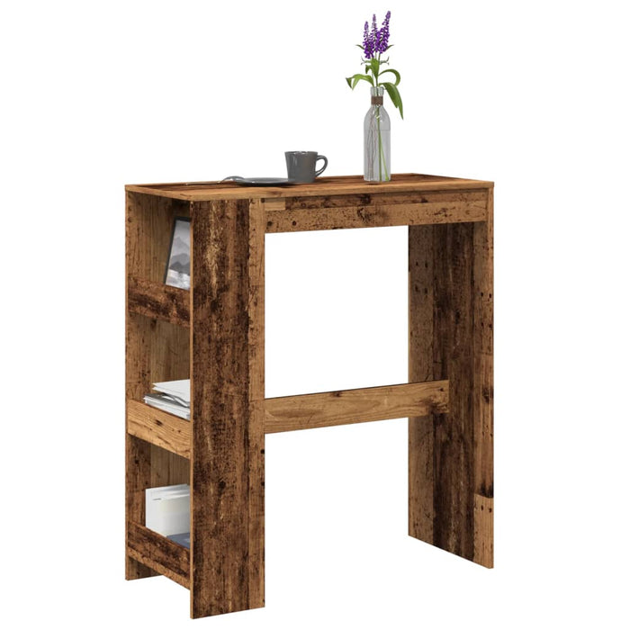 vidaXL Bar Table with Racks Old Wood 90x40x103.5 cm Engineered Wood