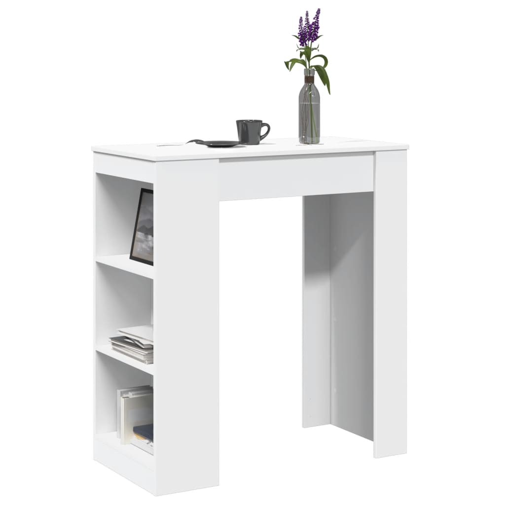 vidaXL Bar Table with Racks White 95x47x103.5 cm Engineered Wood