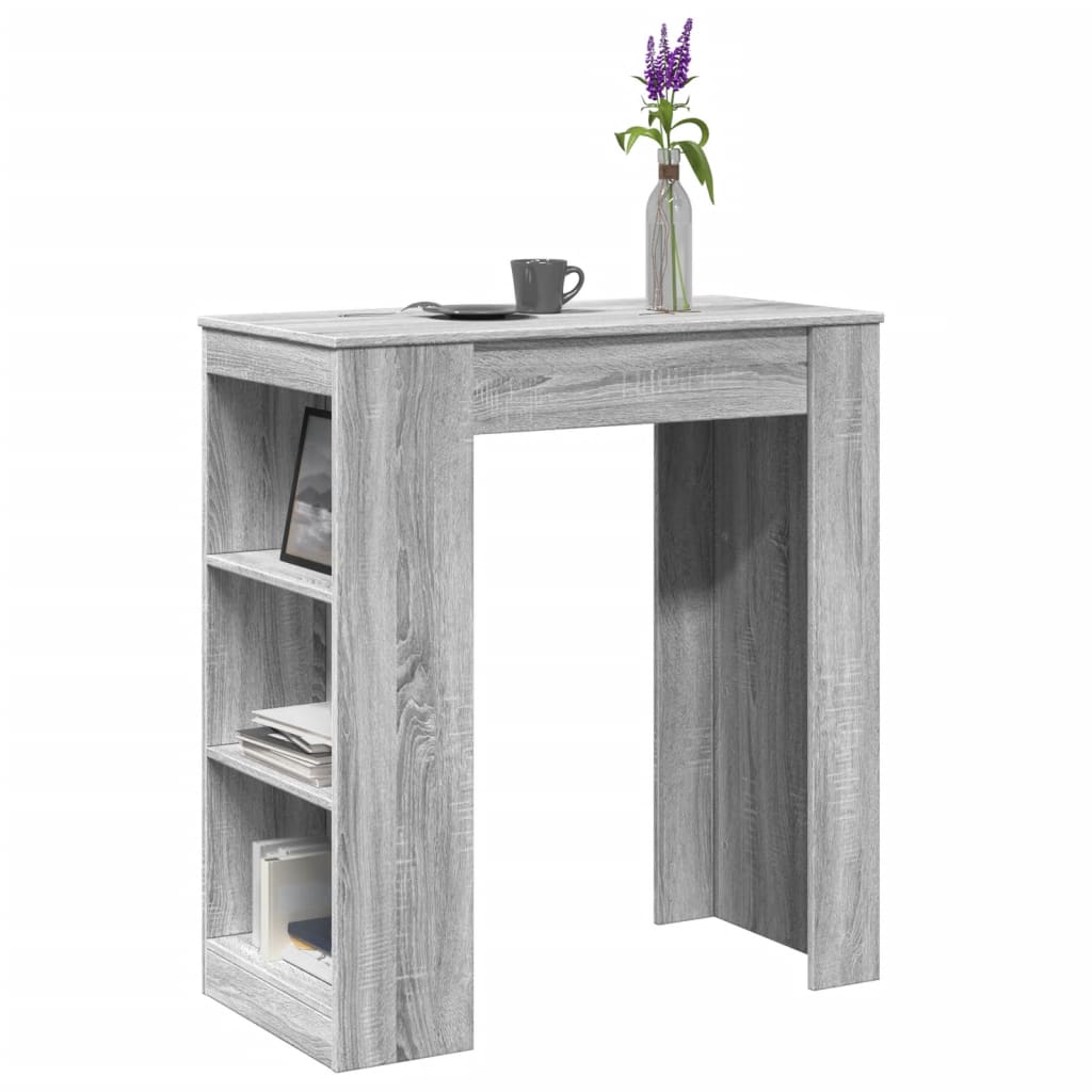 vidaXL Bar Table with Racks Grey Sonoma 95x47x103.5 cm Engineered Wood