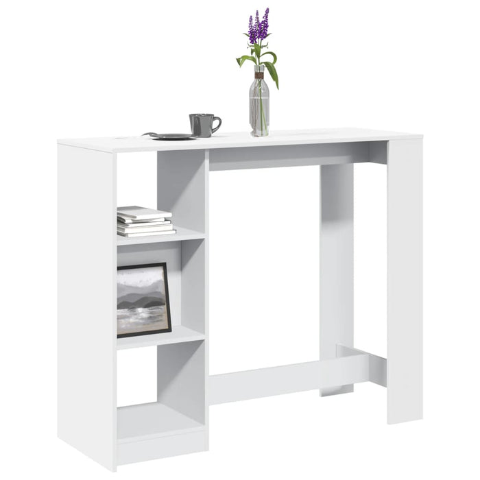 vidaXL Bar Table with Shelf White 124x46x103.5 cm Engineered Wood