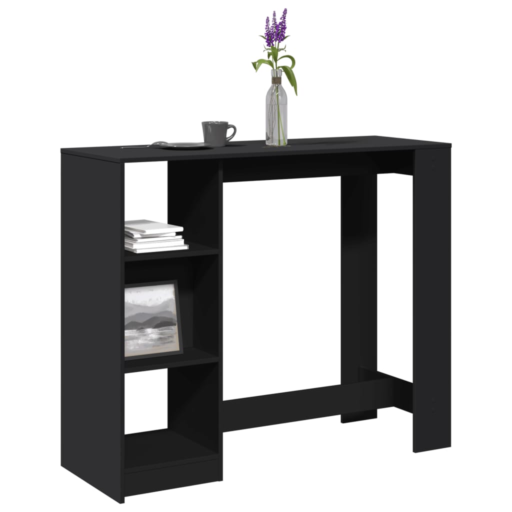 vidaXL Bar Table with Shelf Black 124x46x103.5 cm Engineered Wood