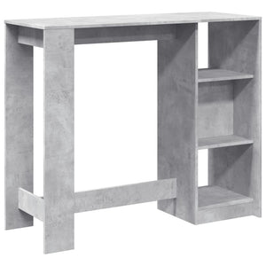 vidaXL Bar Table with Shelf Concrete Grey 124x46x103.5 cm Engineered Wood