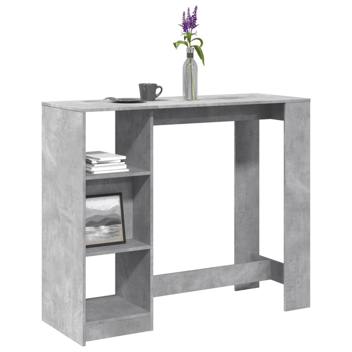 vidaXL Bar Table with Shelf Concrete Grey 124x46x103.5 cm Engineered Wood