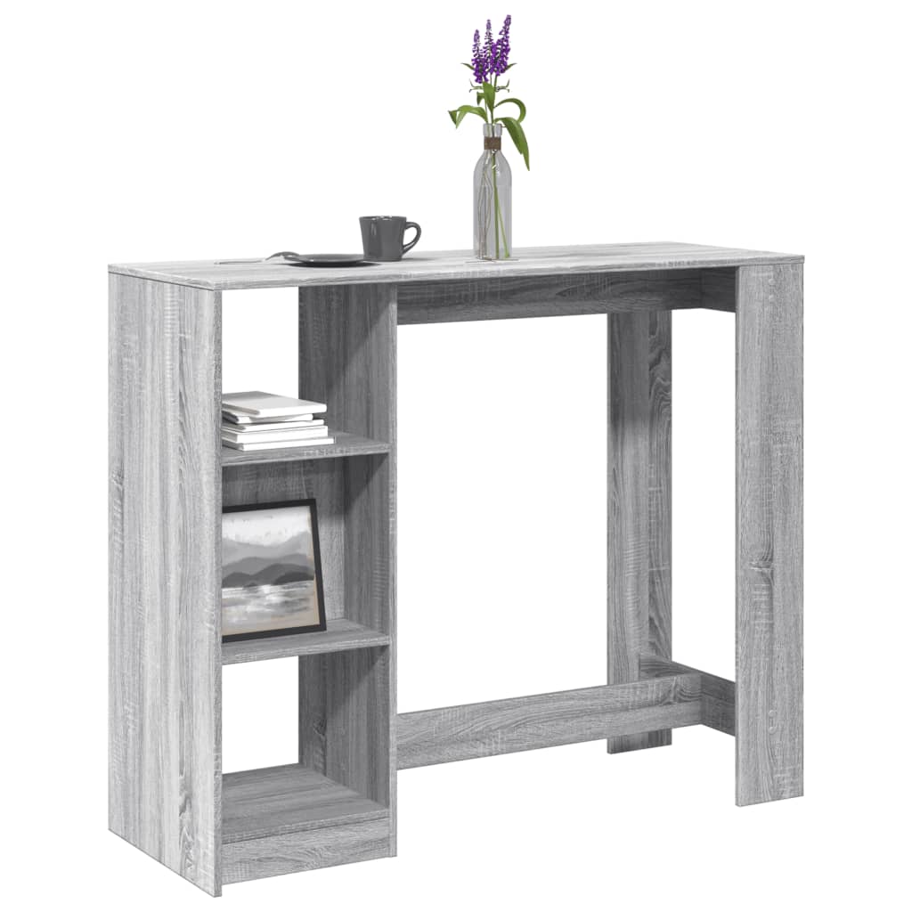 vidaXL Bar Table with Shelf Grey Sonoma 124x46x103.5 cm Engineered Wood