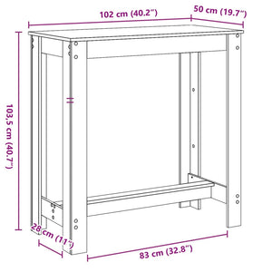 vidaXL Bar Table White 102x50x103.5 cm Engineered Wood