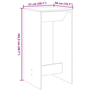 vidaXL Bar Table Black 51x50x103.5 cm Engineered Wood