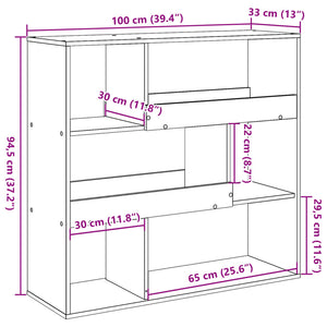 vidaXL Book Cabinet/Room Divider White 100x33x94.5 cm